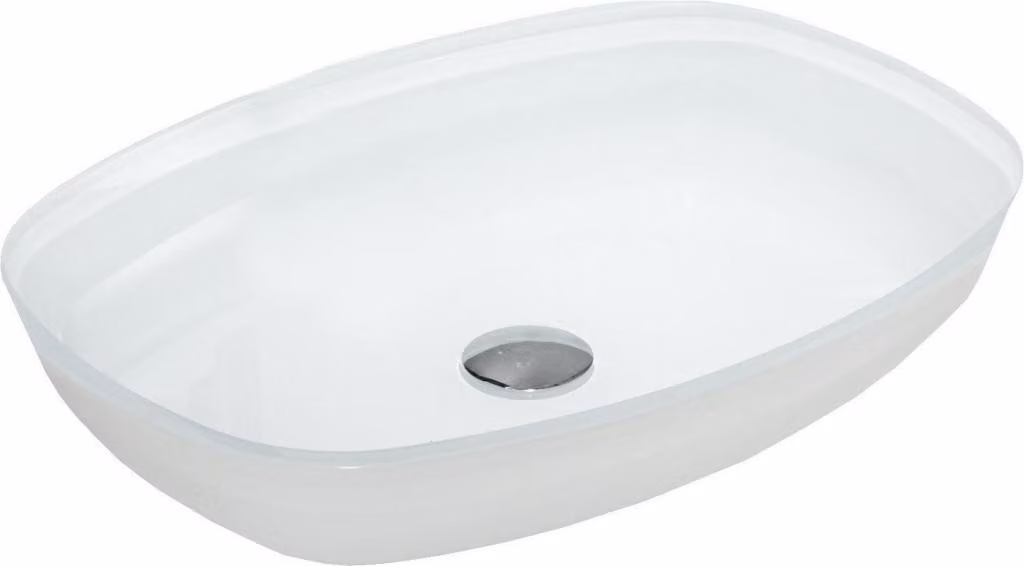 Mexen Araks lavabo da appoggio in vetro 54 x 39 cm, bianco - 24155430