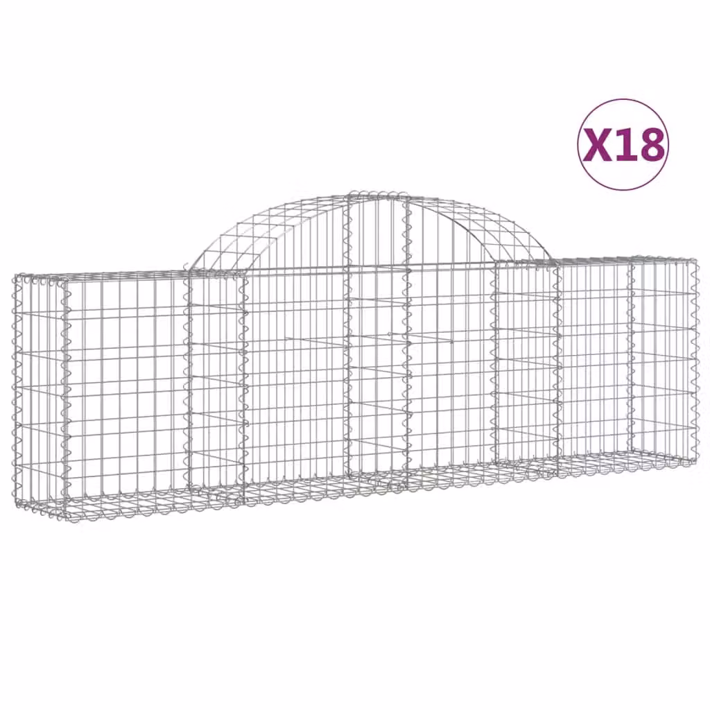 Cesti Gabbioni ad Arco 18 pz 200x30x60/80 cm Ferro Zincato