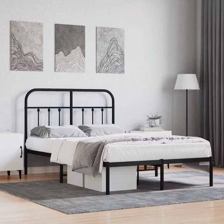 vidaXL Giroletto con Testiera in Metallo Nero L: 120 cm, P: 200 cm