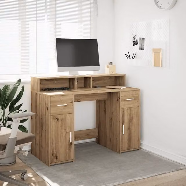 Scrivania da computer moderna vidaXL in legno color rovere, L/P/H: 120 x 70 x 91 cm
