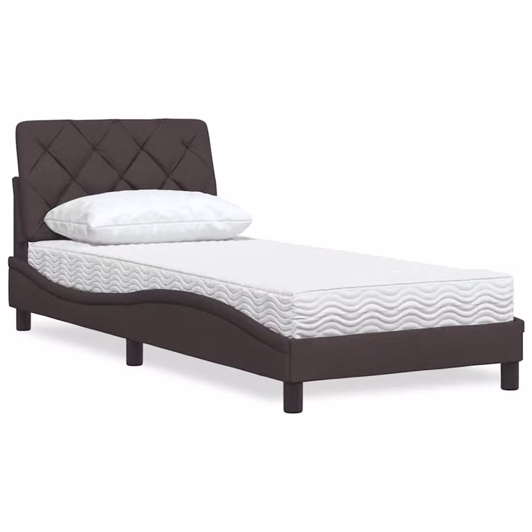 Letto con materasso vidaXL in tessuto marrone e bianco, stile moderno per camera da letto, L/P: 80 x 200 cm