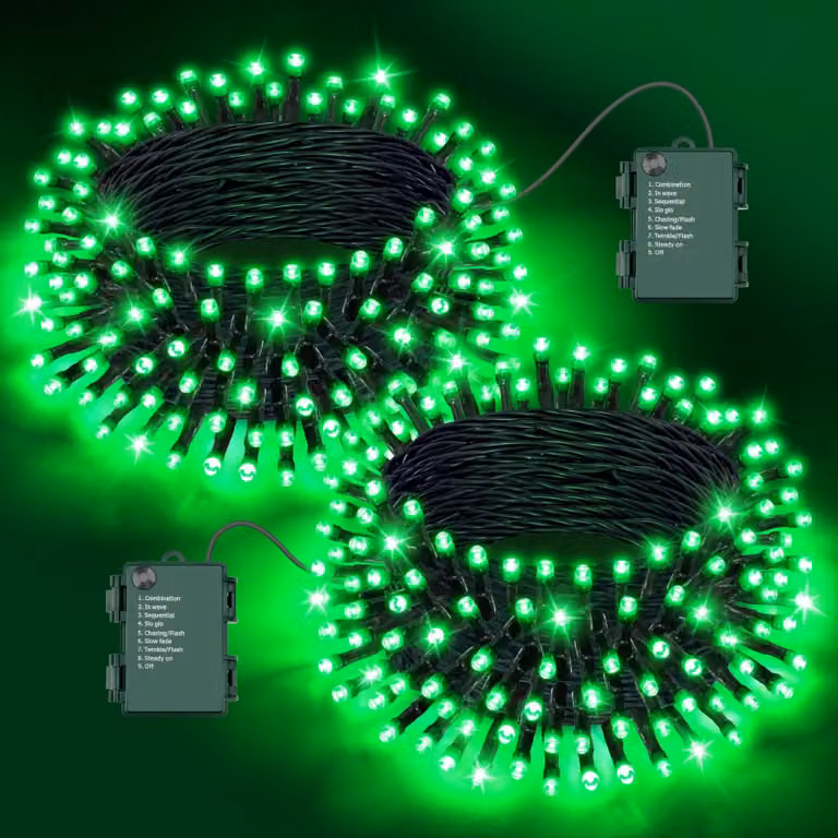 Catena luminosa a tema Halloween, 100 LED, 10 metri, con timer, 8 modalità, impermeabile, colore verde