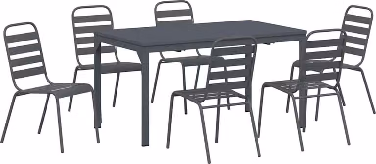Set da Pranzo per Giardino 7 pcs Antracite
