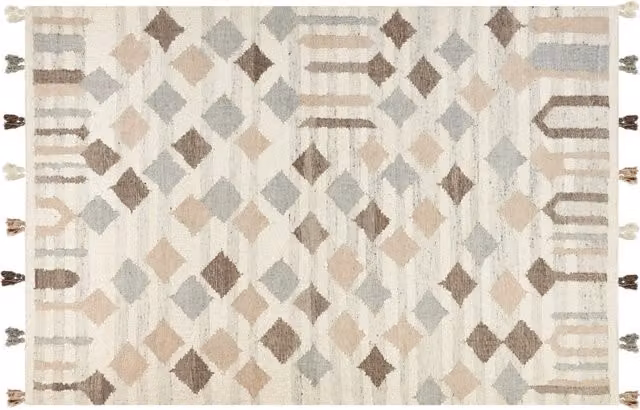 Tappeto Beliani in lana e cotone multicolore con design geometrico boho, fatto a mano, L: 200 cm x P: 300 cm