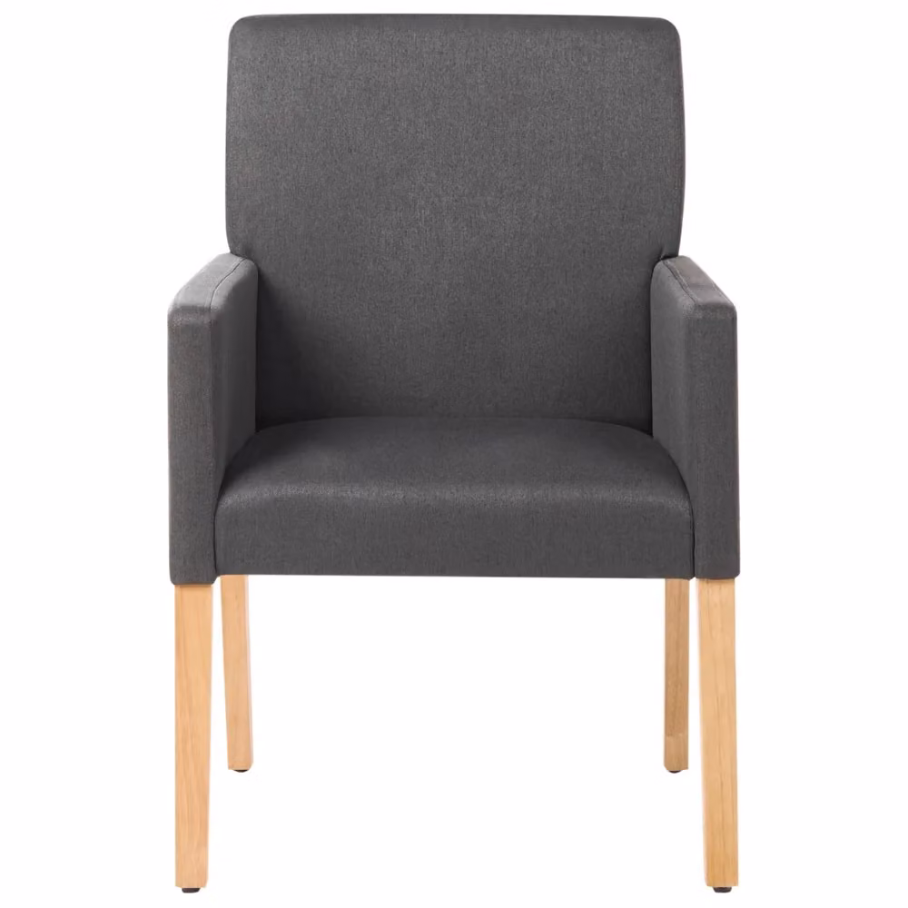 Sedia da pranzo Beliani moderna con braccioli, rivestimento in tessuto grigio e gambe in legno di gomma oliato – 2