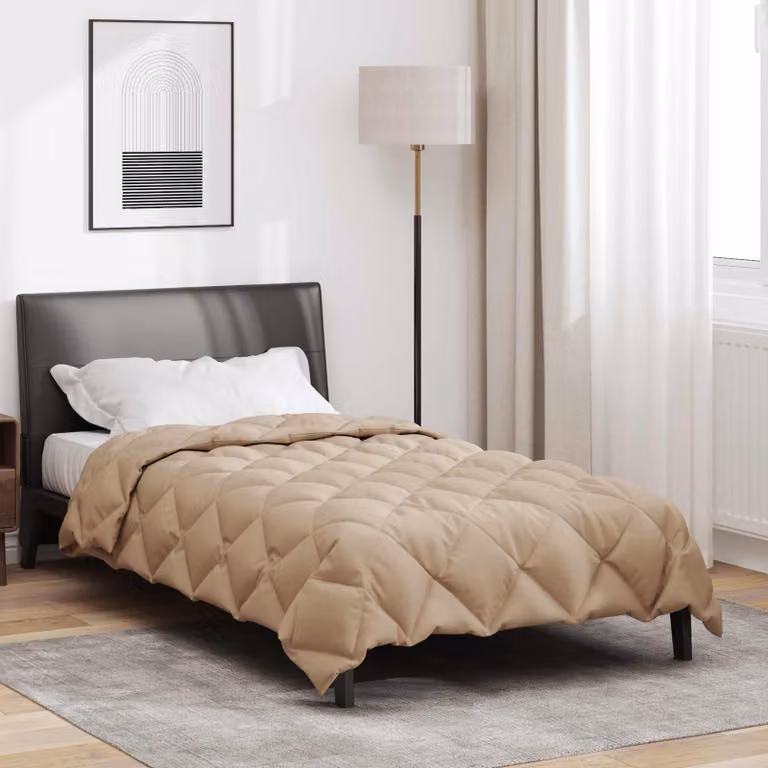 vidaXL Piumone Invernale in Microfibra Beige, L/P: 135 x 220 cm, 450 gsm