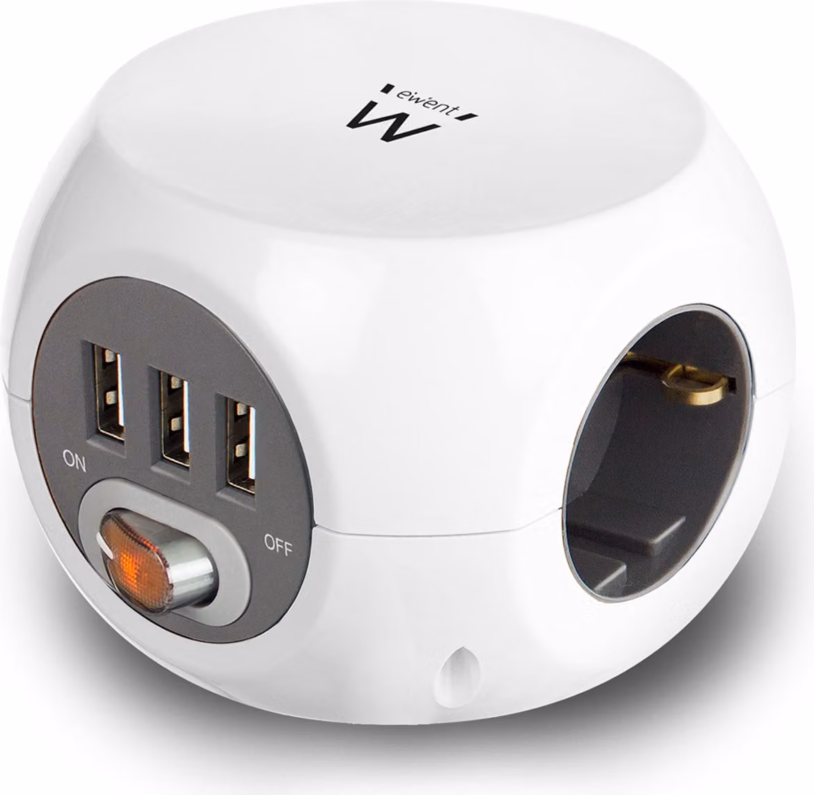 Ewent EW3939 Presa tripla cubica con 3 porte USB, 1,5 m