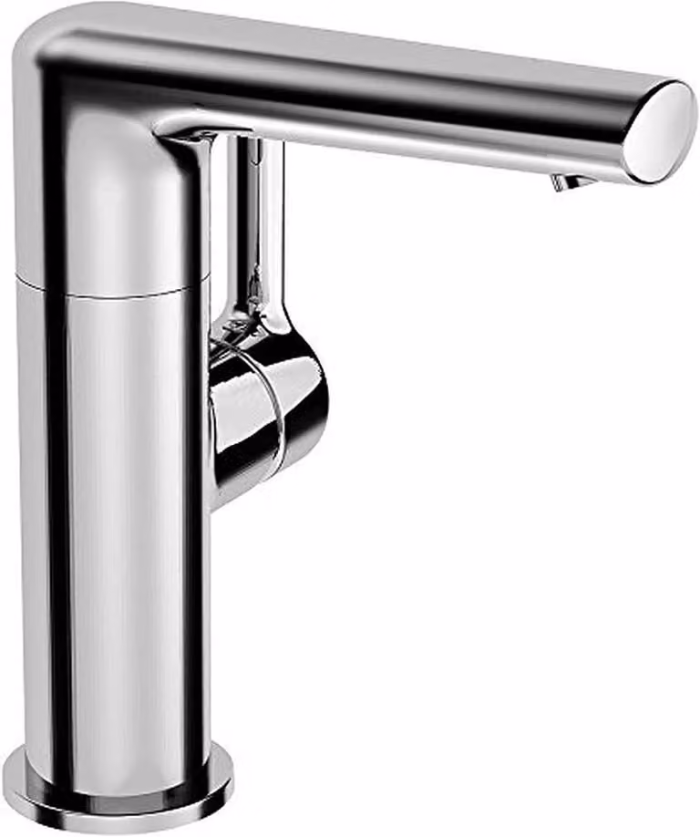 Miscelatore monocomando per lavabo, azionamento laterale, rotazione a 360°, finitura cromata