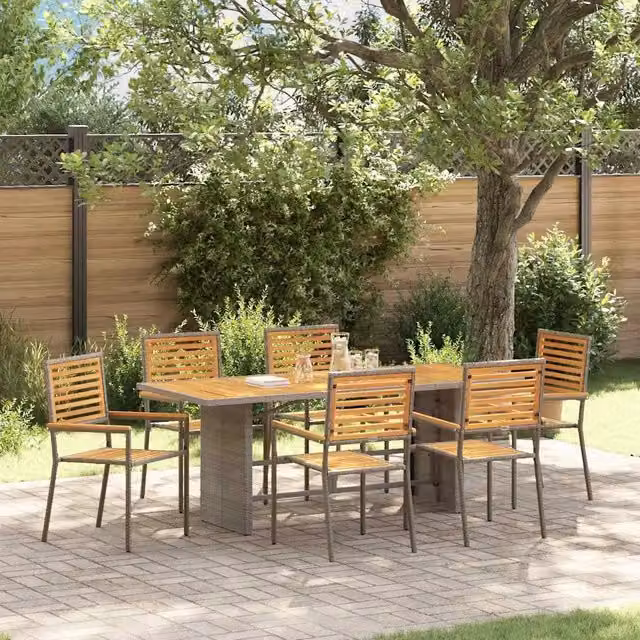 Set da Pranzo per Giardino 7 pz Grigio e Marrone polyrattan 3365451