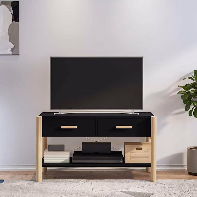 vidaXL Mobile Porta TV Nero in Legno di Pino, L 82 cm x P 38 cm x H 45 cm
