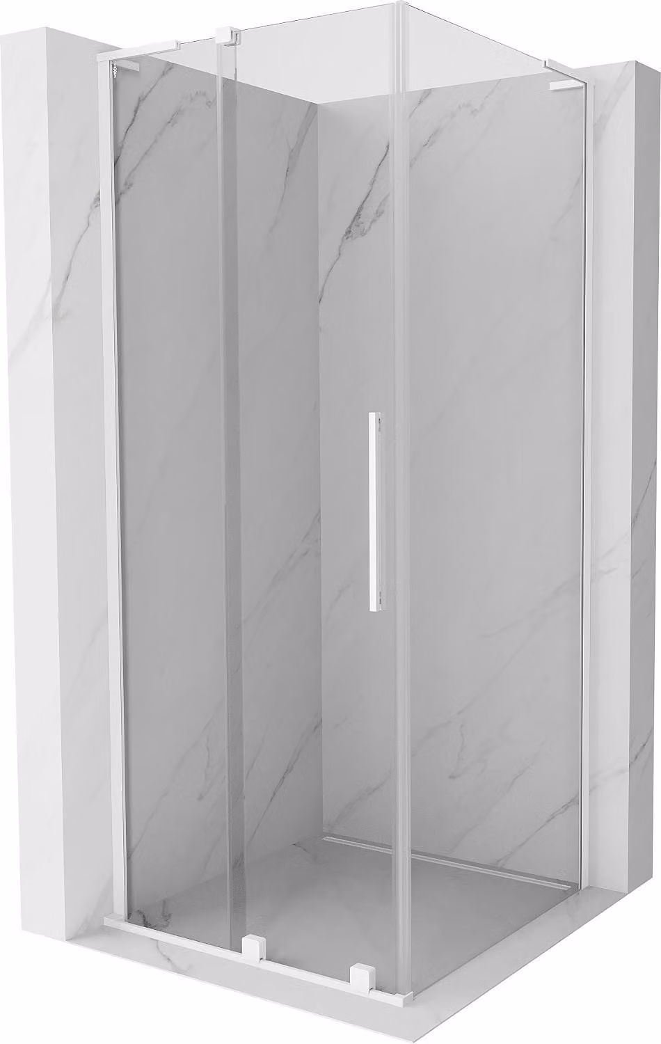 Mexen Velar L cabina doccia scorrevole 120 x 120 cm, trasparente, bianca - 871-120-120-03-20
