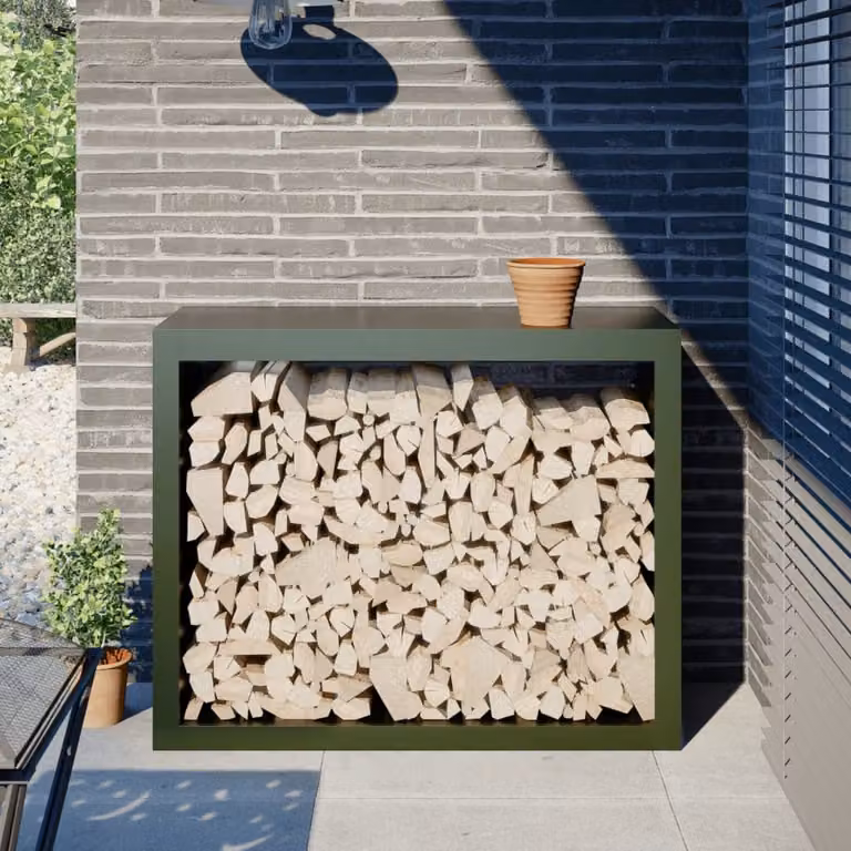 Rastrelliera per legna da ardere vidaXL in acciaio, colore verde, L 100 cm x P 40 cm x H 80 cm
