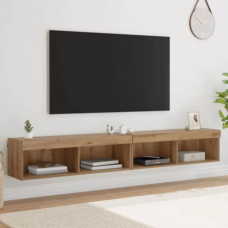 Set di 2 mobili TV moderni vidaXL in legno ingegnerizzato color rovere artigianale marrone opaco