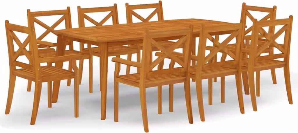 Set da Pranzo per Giardino 9 pz in Legno Massello di Acacia