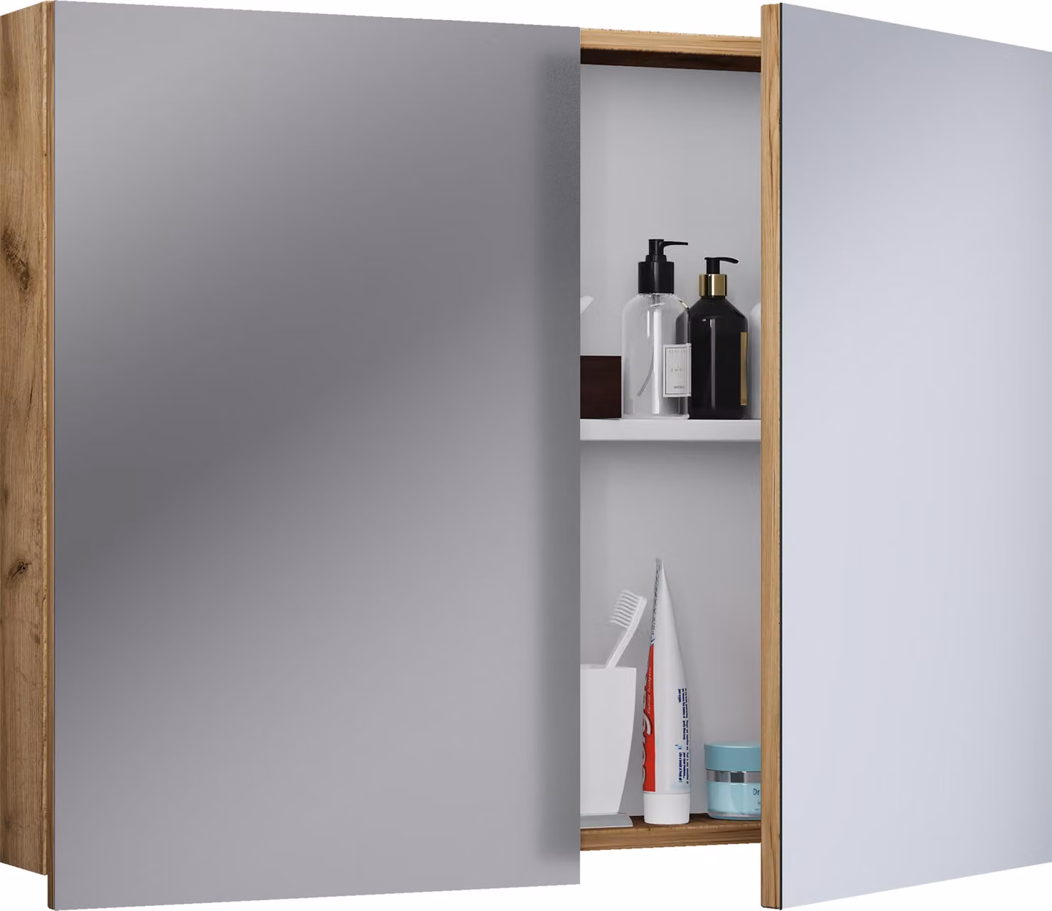 Armadio bagno senza tempo | Dimensioni ca. H. 59 x W. 60 x D. 12 cm | Due porte girevoli | Armadio a specchio - Badinos 59 x 60 cm