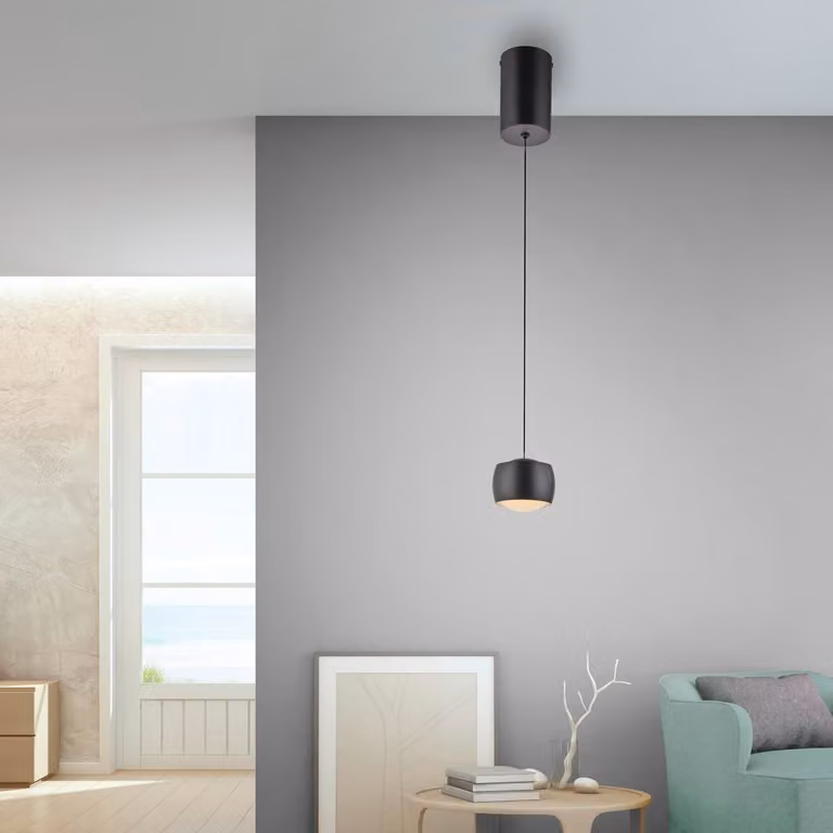 Apparecchio a sospensione a LED - 10 x 220 cm - 1 luce - Nero - Bianco - Plastica - Metallo