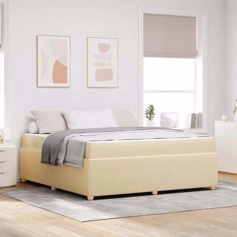 Struttura del letto imbottita vidaXL in tessuto beige L 180 x P 200 cm