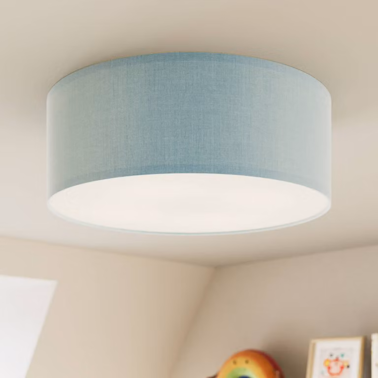 Plafoniera Rondo Kids TK Lighting, dimmerabile, Blu, Cameretta, Tessuto / Stoffa / Seta, Moderno, Plafoniera