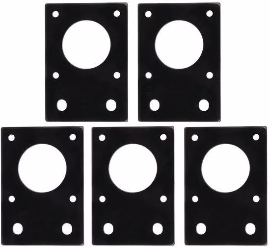 Supporto motore in alluminio, confezione da 5 pezzi - Piastra di montaggio per motori a 42 passi - Morsetto fisso - Adatto per motori NEMA 17 - Materiale: alluminio - Dimensioni: 42 x 60 mm