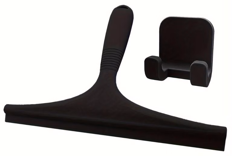 INF Raschietto Doccia in Silicone 21.5x15x3cm Lama Curva 145° Antiscivolo Nero
