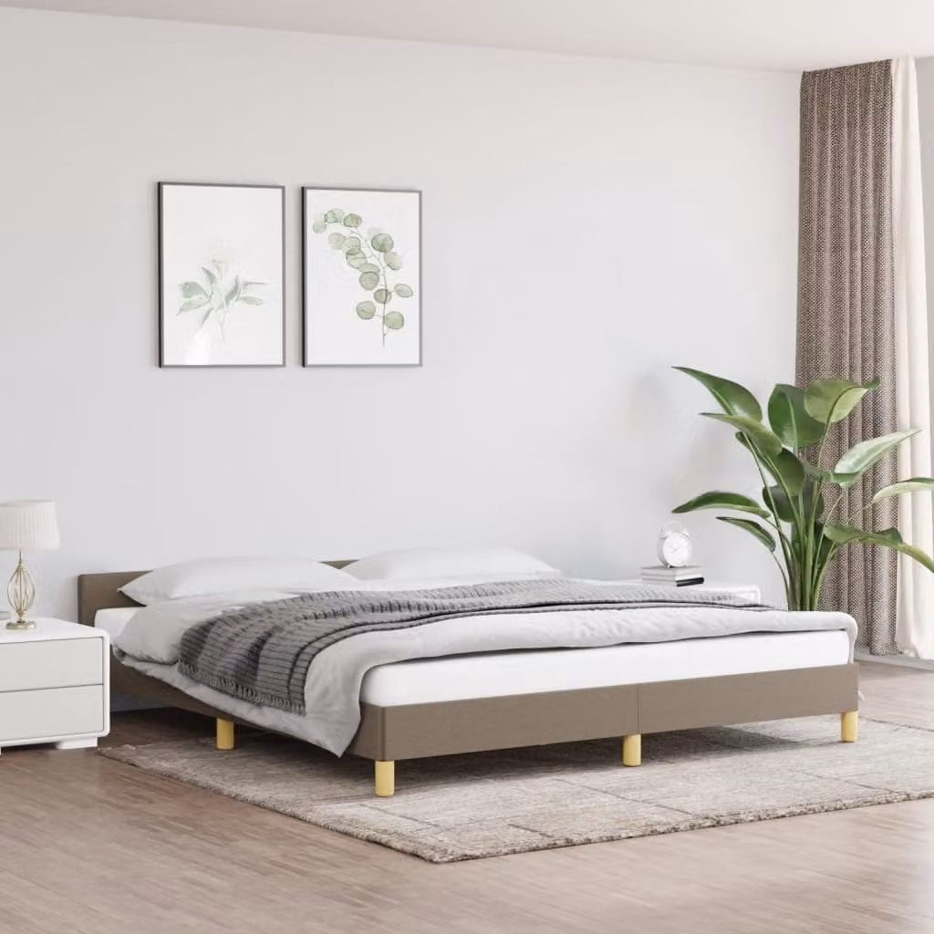 The Living Store Struttura letto con testiera in tessuto taupe 180x200 cm