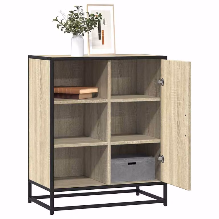 Credenza in stile industriale vidaXL in legno e metallo, colore rovere sonoma, L: 62 cm, P: 35 cm, H: 76 cm