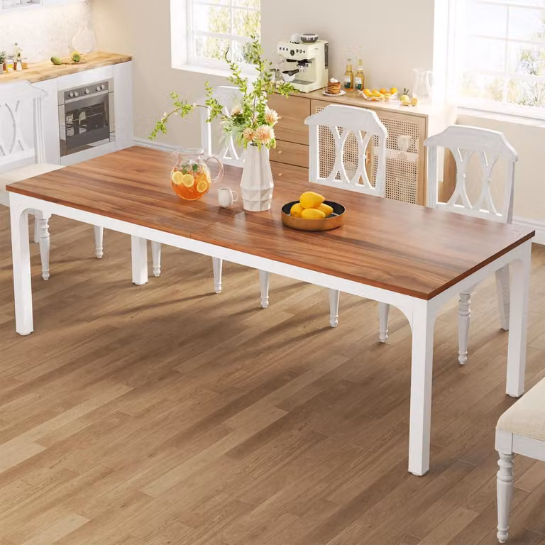 Tavolo da pranzo rettangolare, dimensioni 200x70x75 cm, per 6-8 persone, in legno di noce con gambe in metallo, stile industriale