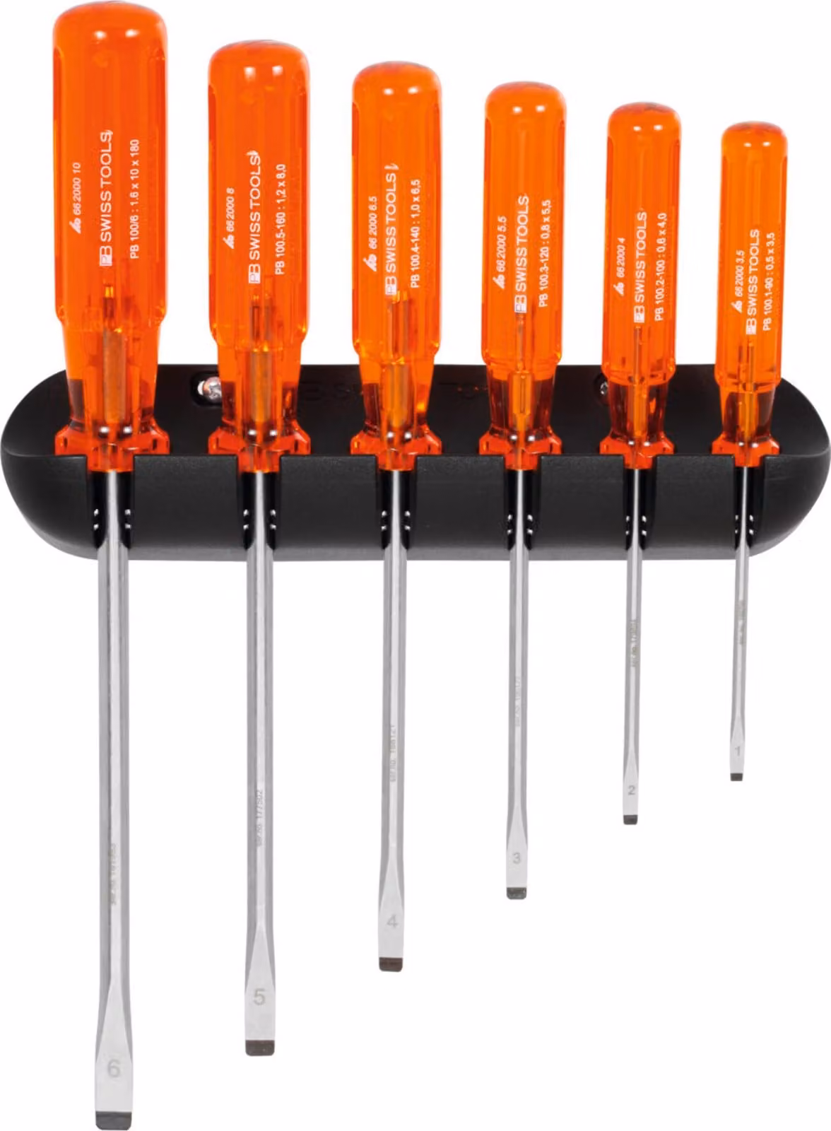 PB Swiss Tools Set di cacciaviti standard, con manico in plastica e supporto da parete, 6 pezzi