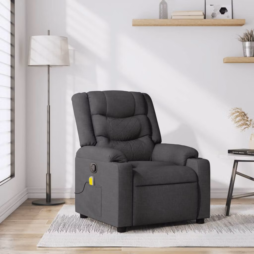 vidaXL Poltrona reclinabile relax moderna in tessuto grigio con braccioli