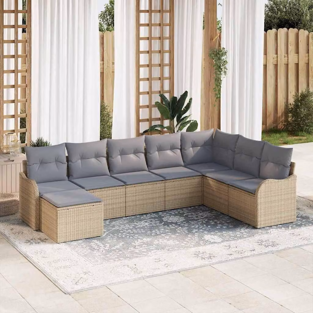 Maison Exclusive - Set Divano da Giardino 8 pcs Beige polyrattan