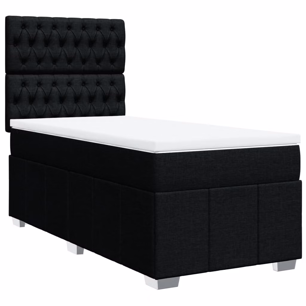 Giroletto a Molle con Materasso Nero 90x200 cm in Tessuto