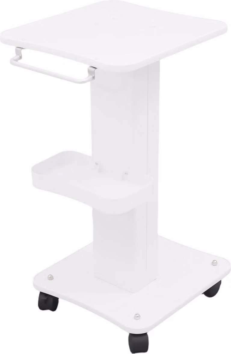Carrello da salone - Carrello da parrucchiere - Due livelli - Ferro - Portata 40 kg - Dimensioni 35×38×68 cm - Con rotelle - Bianco