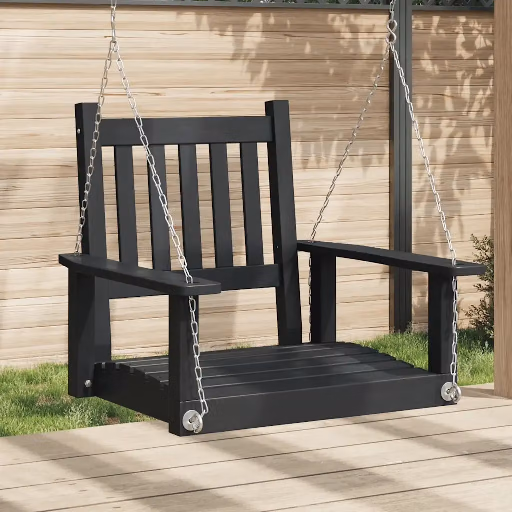 Dondolo da Giardino con Braccioli in Legno di Abete e Metallo Nero CFW3752810 – 2