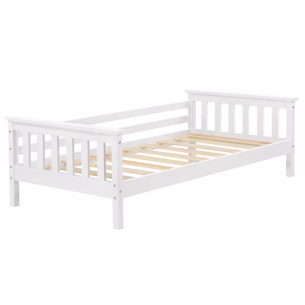 Letto per cameretta Nuuk en.casa in legno di pino bianco con barre protettive L/P/H: 160 x 80 x 90 cm – 2