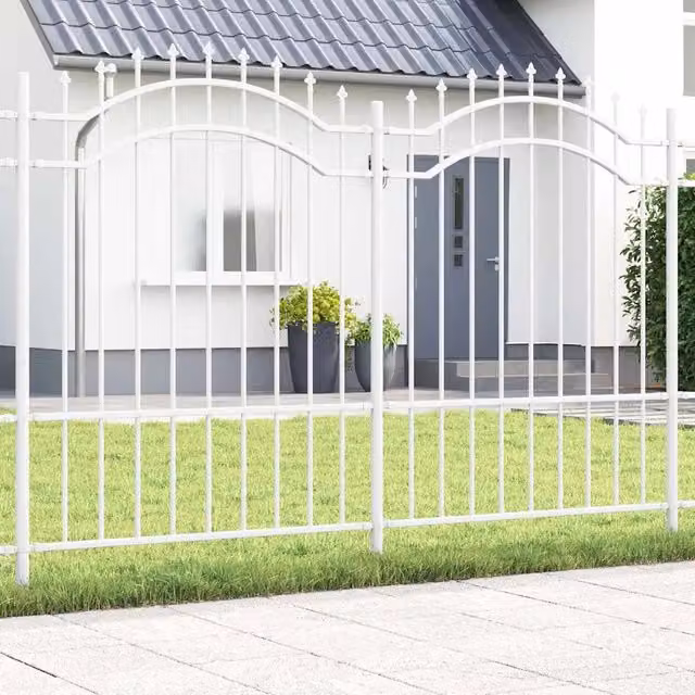Recinzione per giardino vidaXL in acciaio verniciato a polvere, Bianco, L: 240 cm, H: 190 cm