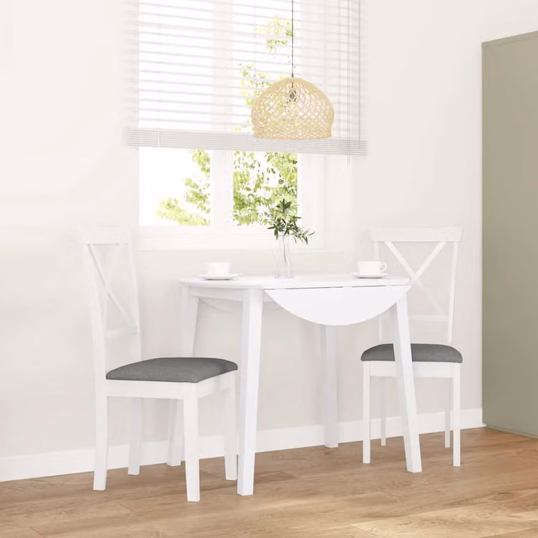 Set di 2 sedie da pranzo vidaXL con cuscini in legno di Hevea bianco e grigio