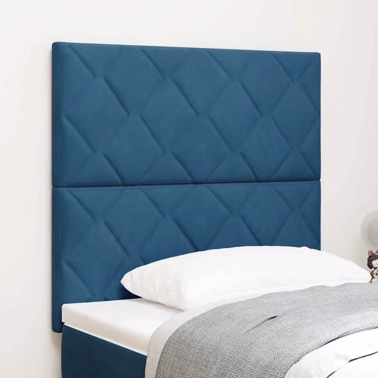 Testiera per letto vidaXL in velluto blu con illuminazione LED RGB e porta di ricarica USB, Larghezza: 90 cm