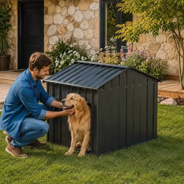 Doghouse With Roof 113x153x101 Cm Galvanized Steel