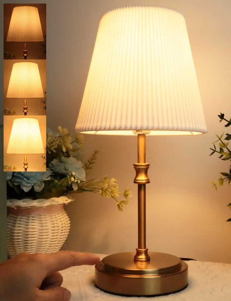Lampada da comodino touch con dimmer, 31,5 cm, 3 livelli di luminosità, lampada da tavolo minimalista