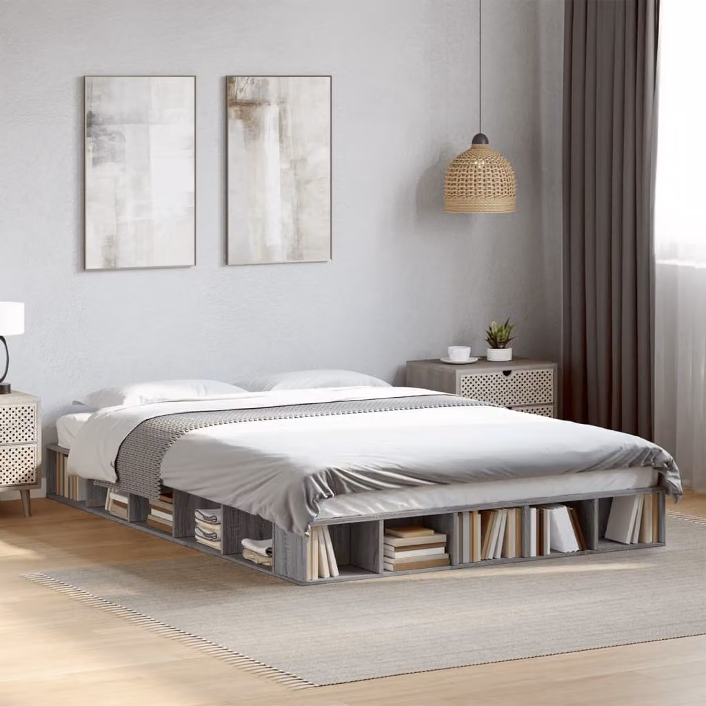 Giroletto vidaXL in legno multistrato grigio con doghe piatte, L 150 cm x P 200 cm