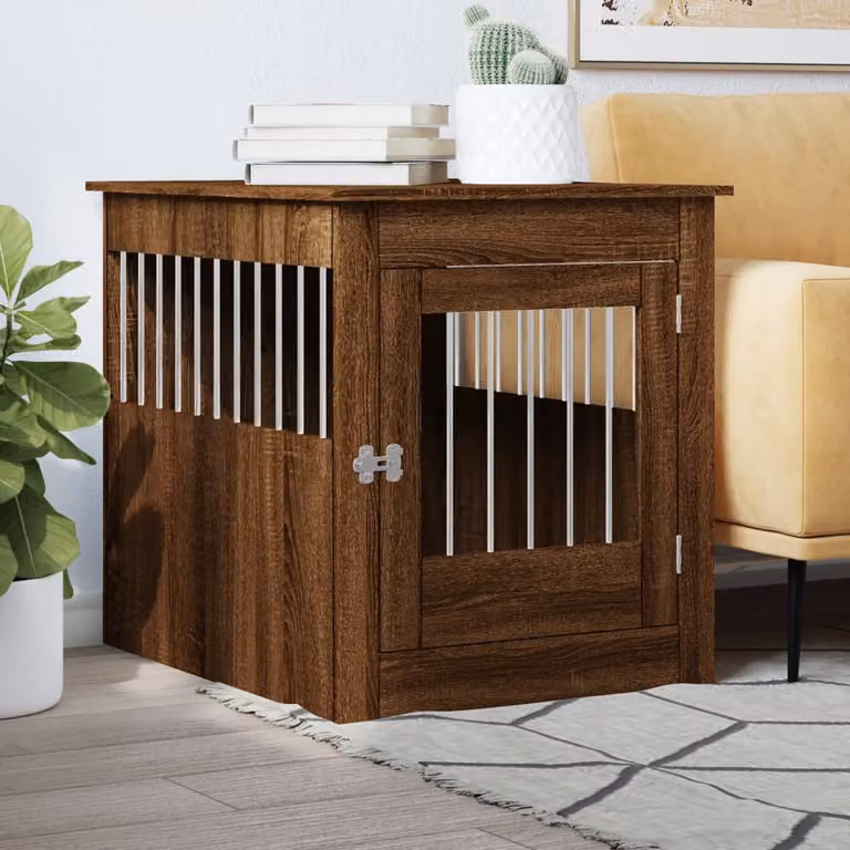 Gabbia per cani vidaXL in legno e metallo color marrone, L 80 cm x P 64,5 cm x H 71 cm