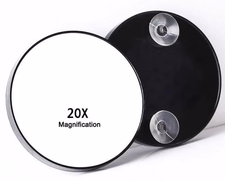 Specchio ingranditore, alta ingrandimento, supporto con ventosa, 20x