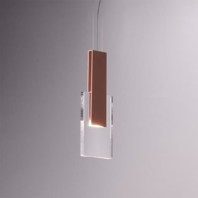Lampada a sospensione Fabbian Amulette Art F56 in metallo e cristallo oro, rame e grigio con altezza regolabile