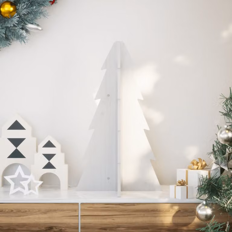 Albero di Natale decorativo da tavolo vidaXL in legno di pino bianco, Altezza: 69,5 cm