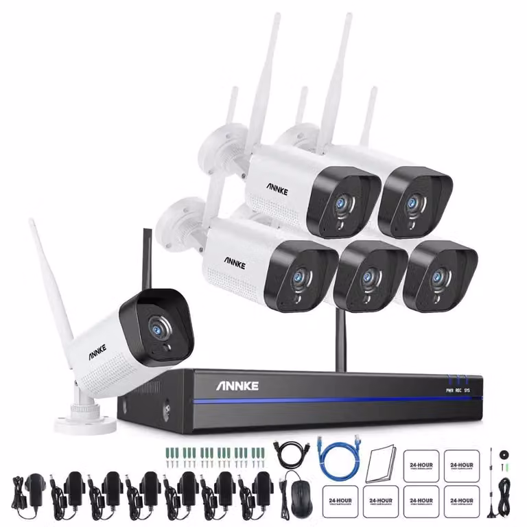 Sistema di videosorveglianza wireless con registratore NVR da 5MP e telecamere Wi-Fi da 3MP