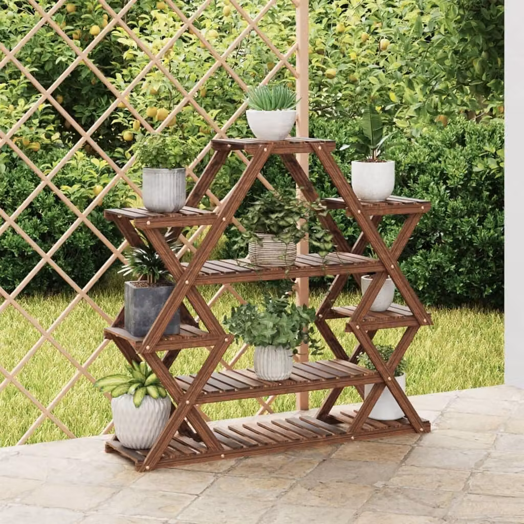 vidaXL Portafiori in Legno di Abete Marrone L/P/H: 110 x 25 x 105 cm