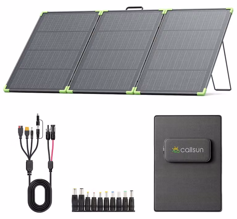 Pannello solare portatile da 200 W, bifacciale, pieghevole e resistente all'acqua, ideale per campeggio e attività all'aperto