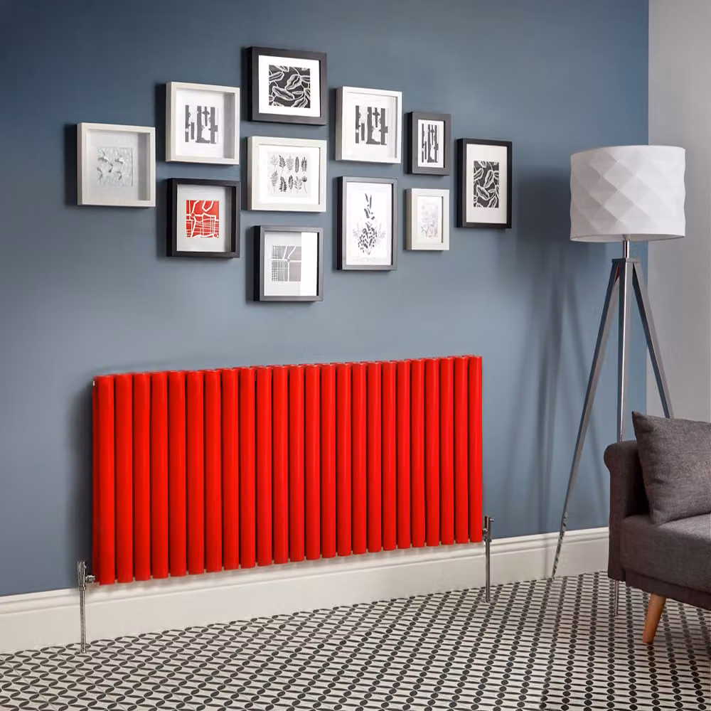 Radiatore di Design Orizzontale  Rosso (Siamese Rosso) -  635mm x 1416mm  - Pannello Doppio  - Revive
