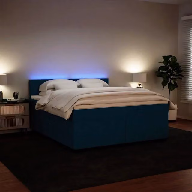 Giroletto a Molle con Materasso Blu 180x200 cm in Velluto 3288676
