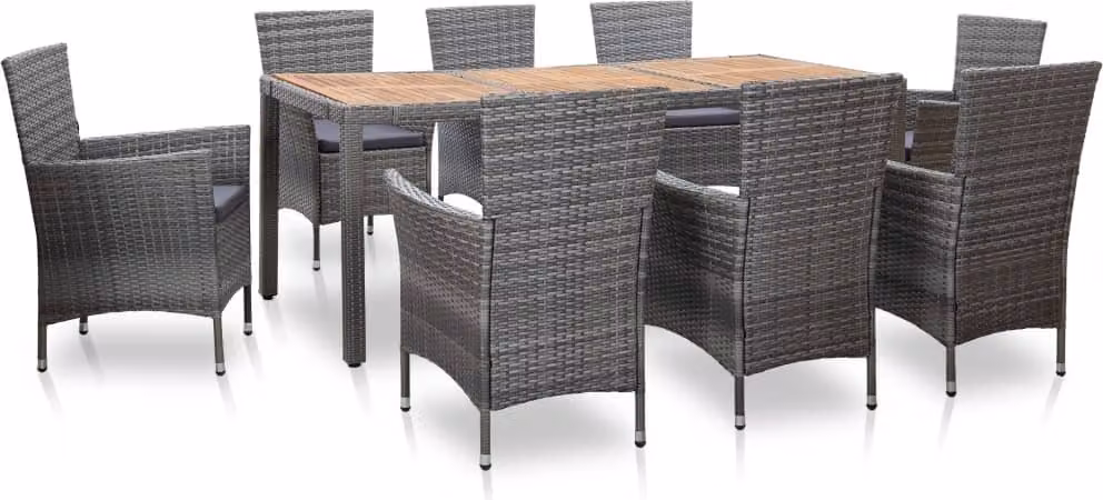 Maison Exclusive - Set da pranzo da giardino 9 pezzi con cuscini in polyrattan grigio